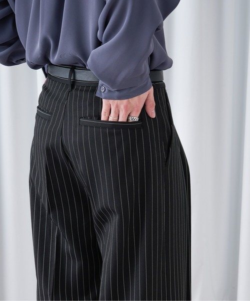 Ellno Loset(エルノロゼット)の「ストライプワイドバギーパンツ(その他パンツ・メンズ・ブラック/ネイビー・X-SMALL/MEDIUM/LARGE/SMALL)」の21枚目の写真