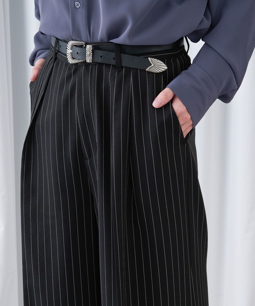 Ellno Loset(エルノロゼット)の「ストライプワイドバギーパンツ(その他パンツ・メンズ・ブラック/ネイビー・X-SMALL/MEDIUM/LARGE/SMALL)」の22枚目の写真