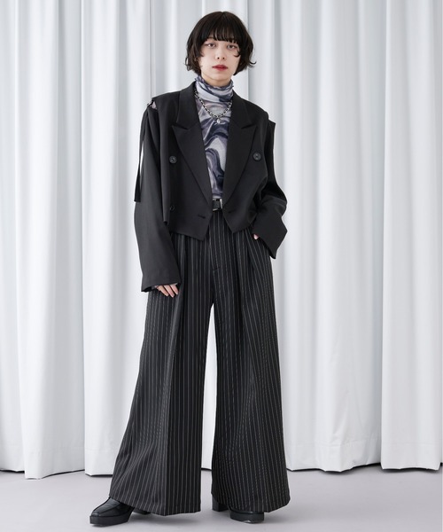 Ellno Loset(エルノロゼット)の「ストライプワイドバギーパンツ(その他パンツ・メンズ・ブラック/ネイビー・X-SMALL/MEDIUM/LARGE/SMALL)」の17枚目の写真