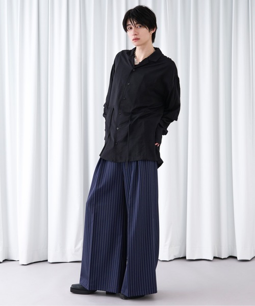 Ellno Loset(エルノロゼット)の「ストライプワイドバギーパンツ(その他パンツ・メンズ・ブラック/ネイビー・X-SMALL/MEDIUM/LARGE/SMALL)」の8枚目の写真