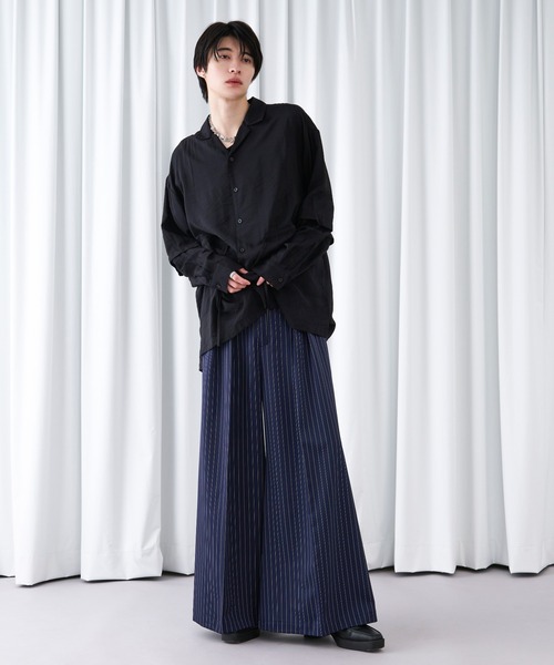 Ellno Loset(エルノロゼット)の「ストライプワイドバギーパンツ(その他パンツ・メンズ・ブラック/ネイビー・X-SMALL/MEDIUM/LARGE/SMALL)」の7枚目の写真