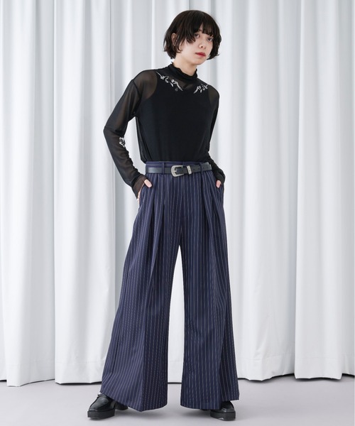 Ellno Loset(エルノロゼット)の「ストライプワイドバギーパンツ(その他パンツ・メンズ・ブラック/ネイビー・X-SMALL/MEDIUM/LARGE/SMALL)」の3枚目の写真