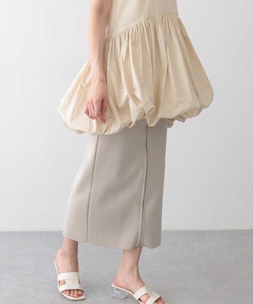 【着用2回♡美品】ダブスタ♡ソブ　淡いベージュピンク×白のレース　ロングスカート ロング丈・パールボタン付きタイトスカート/22077（スカート