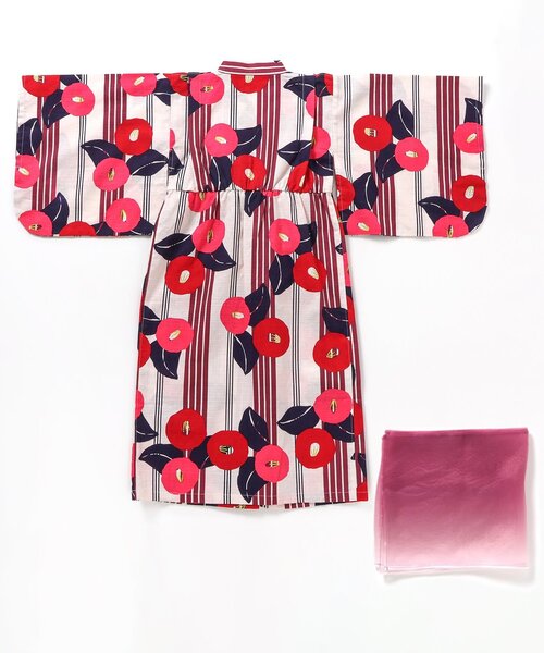BREEZE（ブリーズ）の「【すっぽり着られる】Girls浴衣_帯つき_ジュニア対応（浴衣・キッズ・レッド/ネイビー・100/110/120/130/140）」の4枚目の写真