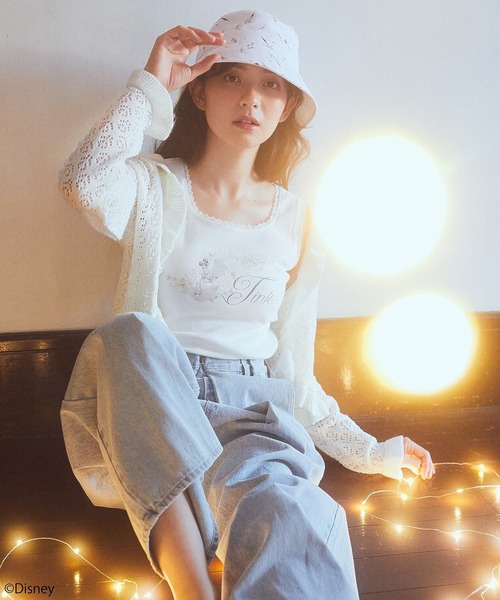 earth music&ecology（アースミュージックアンドエコロジー）の「Tinker Bell/フラワーバケットハット（ハット・レディース・ホワイト/ライトグリーン・FREE）」の14枚目の写真