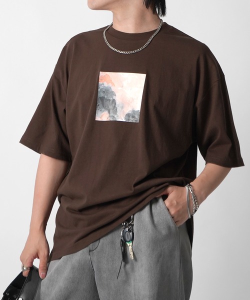 アブストラクト絵画 フロントプリント 半袖Tシャツ メンズ レディース