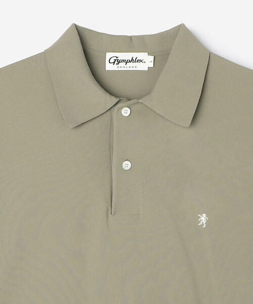GYMPHLEX（ジムフレックス）の「Gymphlex | ポリエステルニット 半袖ポロニットプルオーバー MEN（ポロシャツ・メンズ・グレイッシュベージュ/ブラック・L/M）」の9枚目の写真