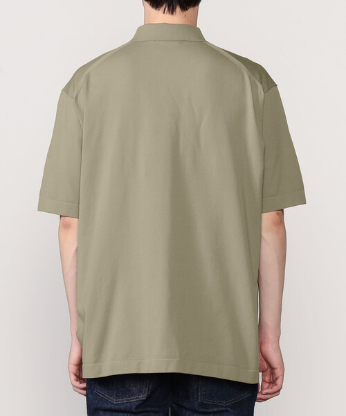 GYMPHLEX（ジムフレックス）の「Gymphlex | ポリエステルニット 半袖ポロニットプルオーバー MEN（ポロシャツ・メンズ・グレイッシュベージュ/ブラック・L/M）」の6枚目の写真