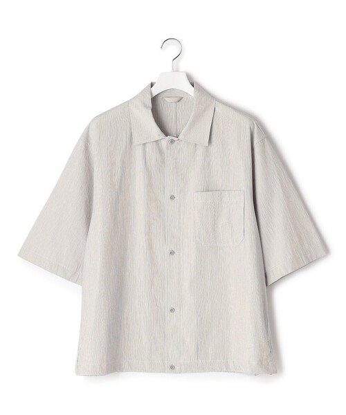J.PRESS YORK STREET(ジェイプレスヨークストリート)の「【UNISEX】コットンリネンハーフスリーブシャツ ブルゾン(ブルゾン・メンズ・グレー系1/ブラック系2・SMALL/MEDIUM/LARGE)」の6枚目の写真