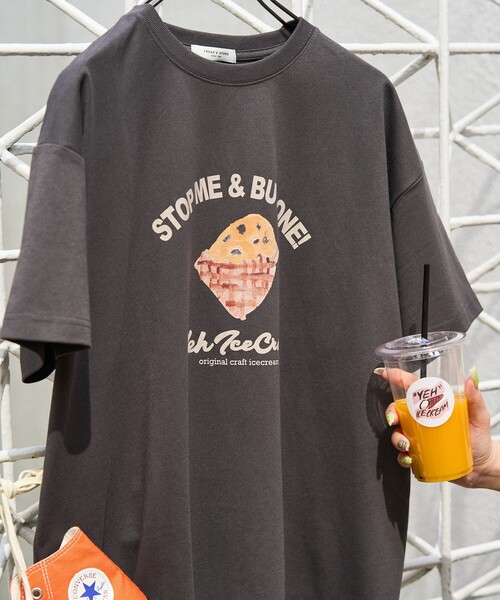 FREAK'S STORE（フリークスストア）の「限定展開　YEH ice cream フロント ロゴ 半袖 Tシャツ（Tシャツ/カットソー・レディース・オフホワイト/ライトピンク/スミクロ・ﾌﾘ-）」の3枚目の写真