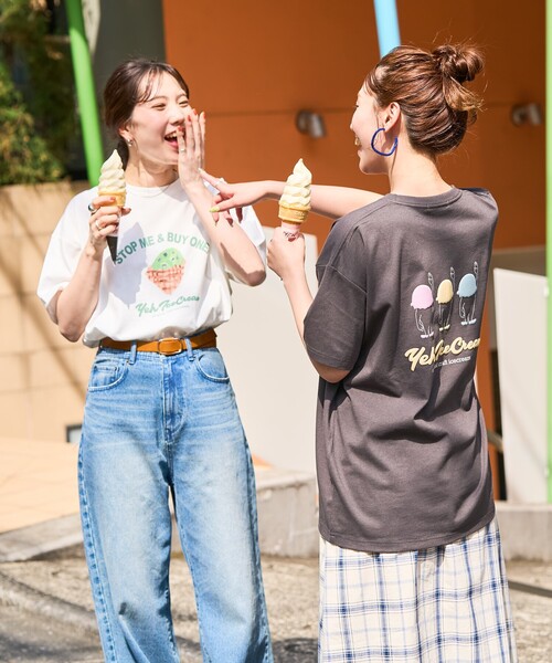 Icecream 関税込 キャッシュコーンTシャツ FREAK'S STORE tシャツ 限定展開 YEH ice cream フロント ロゴ
