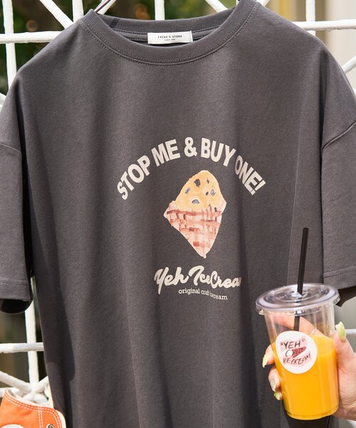 FREAK'S STORE（フリークスストア）の「限定展開　YEH ice cream フロント ロゴ 半袖 Tシャツ（Tシャツ/カットソー・レディース・オフホワイト/ライトピンク/スミクロ・ﾌﾘ-）」の12枚目の写真