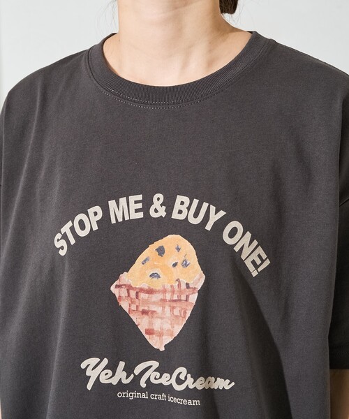 アイスクリーム グラフィックロゴプリントTシャツ イエロー アイスクリーム グラフィックロゴプリントTシャツ イエロー