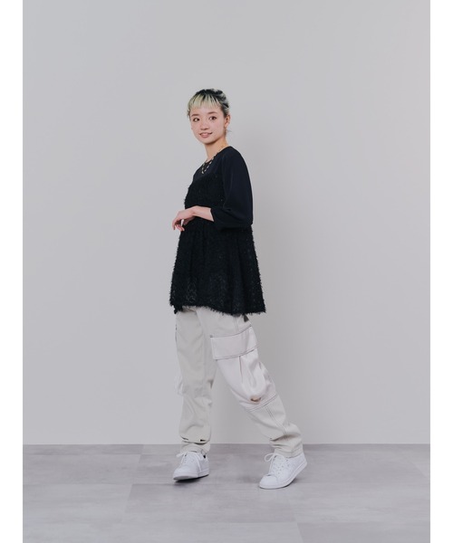 DOLLUPOOPS(ドールアップウップス)の「ビックサテンミリタリーポケット配色ステッチパンツ(カーゴパンツ・レディース・ブラウン/アイボリー/ブラック・38)」の8枚目の写真
