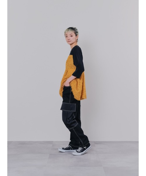 DOLLUPOOPS(ドールアップウップス)の「ビックサテンミリタリーポケット配色ステッチパンツ(カーゴパンツ・レディース・ブラウン/アイボリー/ブラック・38)」の10枚目の写真
