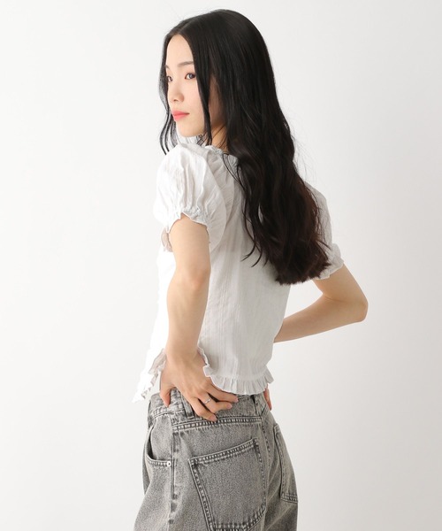 Heather（ヘザー）の「コットンフリルZIPブラウス（半袖）　491031（シャツ/ブラウス・レディース・ブラック/レッド/オフホワイト・FREE）」の13枚目の写真