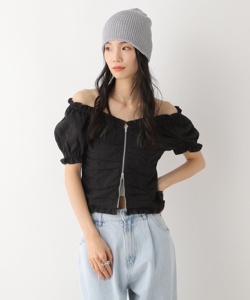 Heather（ヘザー）の「コットンフリルZIPブラウス（半袖）　491031（シャツ/ブラウス・レディース・ブラック/レッド/オフホワイト・FREE）」の22枚目の写真