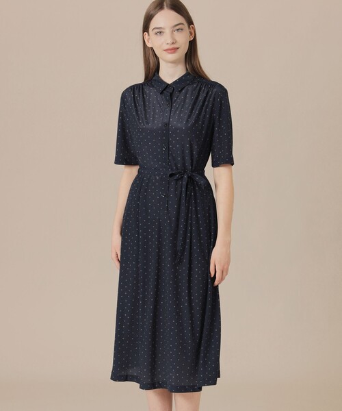 MACKINTOSH LONDON(マッキントッシュ ロンドン)の「【WEB・一部店舗限定】アスタープリントジャージワンピース(ワンピース・レディース・ベージュ系その他/ネイビー・38/40)」の2枚目の写真