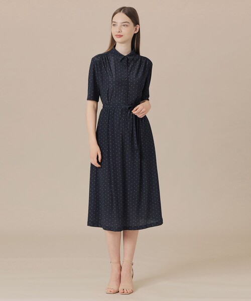 MACKINTOSH LONDON(マッキントッシュ ロンドン)の「【WEB・一部店舗限定】アスタープリントジャージワンピース(ワンピース・レディース・ベージュ系その他/ネイビー・38/40)」の3枚目の写真