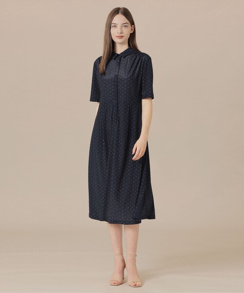 MACKINTOSH LONDON(マッキントッシュ ロンドン)の「【WEB・一部店舗限定】アスタープリントジャージワンピース(ワンピース・レディース・ベージュ系その他/ネイビー・38/40)」の5枚目の写真