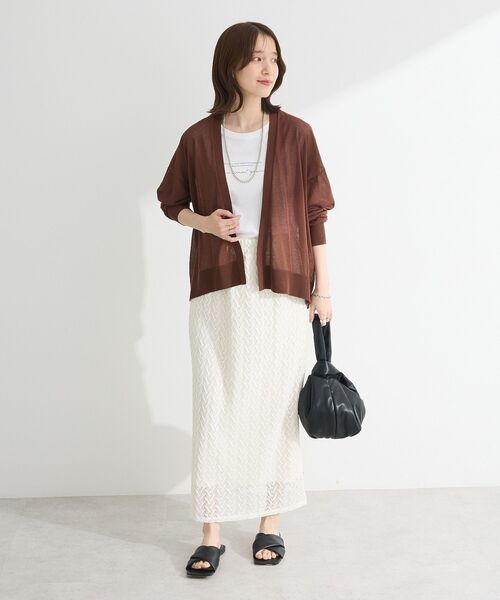 Green Parks(グリーンパークス)の「【WEB限定】接触冷感ゆったりカーディガン(カーディガン/ボレロ・レディース・ブラウン/レッド/オフホワイト/ライトグレー/ブラック・FREE)」の9枚目の写真
