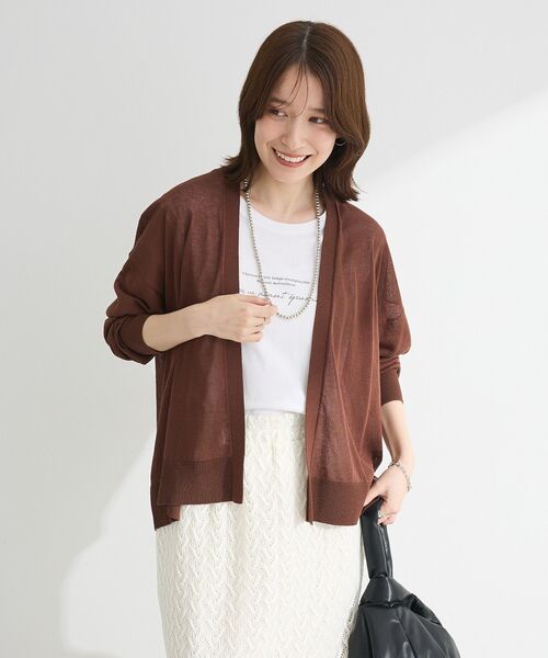 Green Parks(グリーンパークス)の「【WEB限定】接触冷感ゆったりカーディガン(カーディガン/ボレロ・レディース・ブラウン/レッド/オフホワイト/ライトグレー/ブラック・FREE)」の12枚目の写真