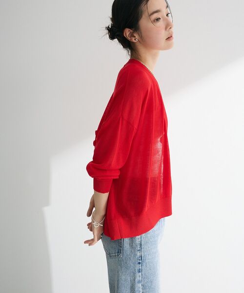 Green Parks(グリーンパークス)の「【WEB限定】接触冷感ゆったりカーディガン(カーディガン/ボレロ・レディース・ブラウン/レッド/オフホワイト/ライトグレー/ブラック・FREE)」の21枚目の写真