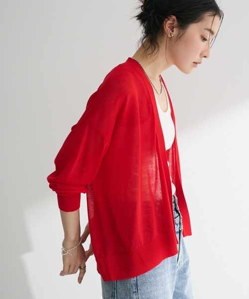 Green Parks(グリーンパークス)の「【WEB限定】接触冷感ゆったりカーディガン(カーディガン/ボレロ・レディース・ブラウン/レッド/オフホワイト/ライトグレー/ブラック・FREE)」の2枚目の写真