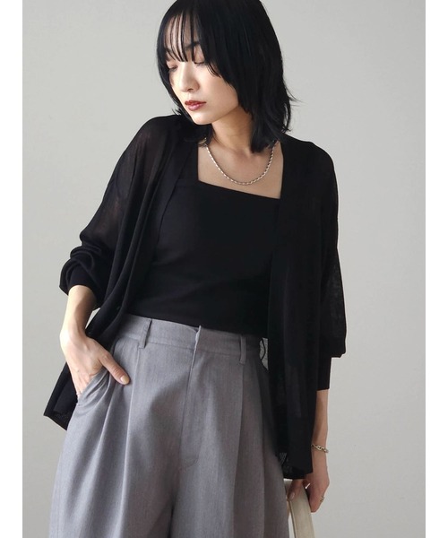 Green Parks(グリーンパークス)の「【WEB限定】接触冷感ゆったりカーディガン(カーディガン/ボレロ・レディース・ブラウン/レッド/オフホワイト/ライトグレー/ブラック・FREE)」の8枚目の写真