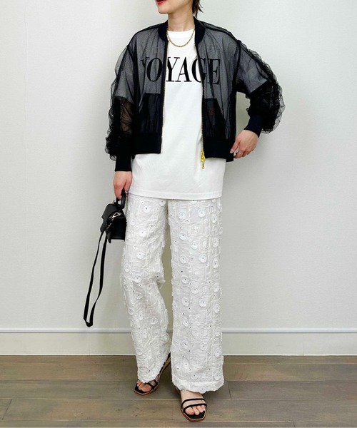 PICCIN（ピッチン）の「VOYAGEフロッキープリントTシャツ（Tシャツ/カットソー・レディース・ブラック/オフホワイト・M）」の16枚目の写真