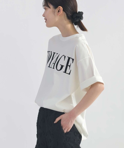 PICCIN（ピッチン）の「VOYAGEフロッキープリントTシャツ（Tシャツ/カットソー・レディース・ブラック/オフホワイト・M）」の7枚目の写真