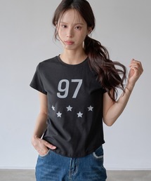 97スターレタリングクロップド半袖Tシャツ