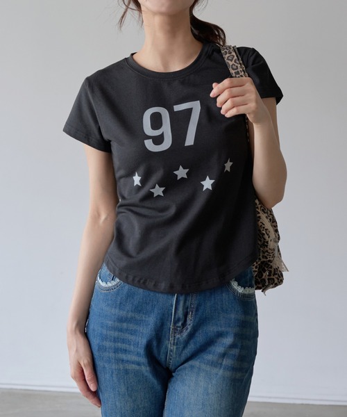 UNE MANSION(ユヌマンション)の「97スターレタリングクロップド半袖Tシャツ(Tシャツ/カットソー・レディース・ミント/ホワイト/ブラック・FREE)」の15枚目の写真