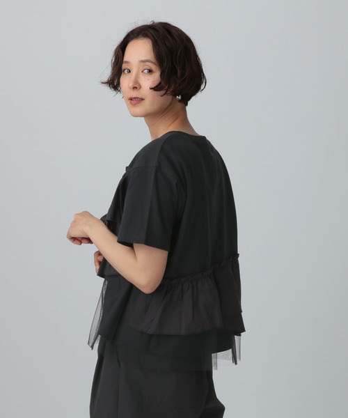 LEPSIM（レプシィム）の「異素材フリルドッキングT　490447（Tシャツ/カットソー・レディース・オフホワイト/ブラック/ブルー/ベージュ・FREE）」の14枚目の写真