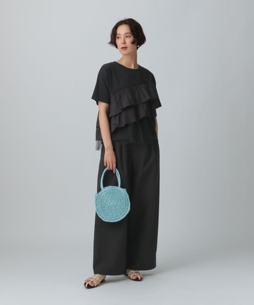 LEPSIM（レプシィム）の「異素材フリルドッキングT　490447（Tシャツ/カットソー・レディース・オフホワイト/ブラック/ブルー/ベージュ・FREE）」の15枚目の写真