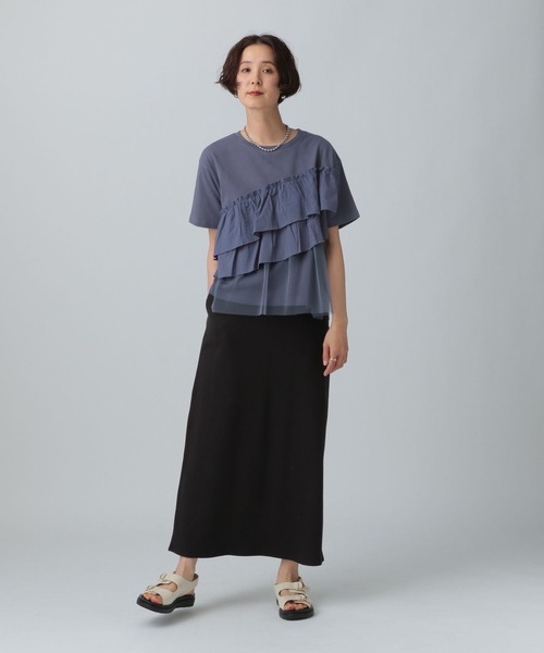 LEPSIM（レプシィム）の「異素材フリルドッキングT　490447（Tシャツ/カットソー・レディース・オフホワイト/ブラック/ブルー/ベージュ・FREE）」の21枚目の写真
