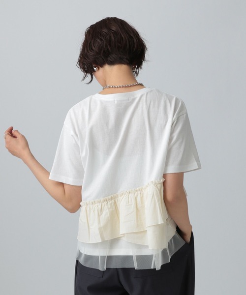 LEPSIM（レプシィム）の「異素材フリルドッキングT　490447（Tシャツ/カットソー・レディース・オフホワイト/ブラック/ブルー/ベージュ・FREE）」の8枚目の写真