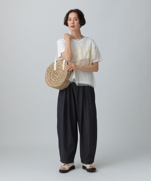 LEPSIM（レプシィム）の「異素材フリルドッキングT　490447（Tシャツ/カットソー・レディース・オフホワイト/ブラック/ブルー/ベージュ・FREE）」の9枚目の写真