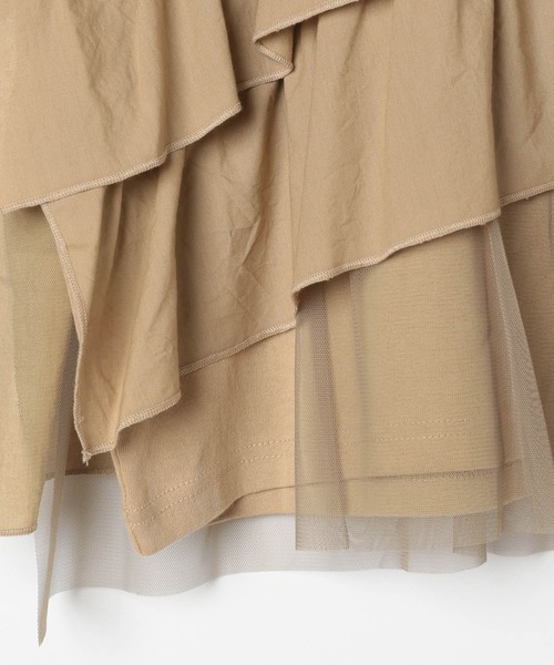 LEPSIM（レプシィム）の「異素材フリルドッキングT　490447（Tシャツ/カットソー・レディース・オフホワイト/ブラック/ブルー/ベージュ・FREE）」の5枚目の写真