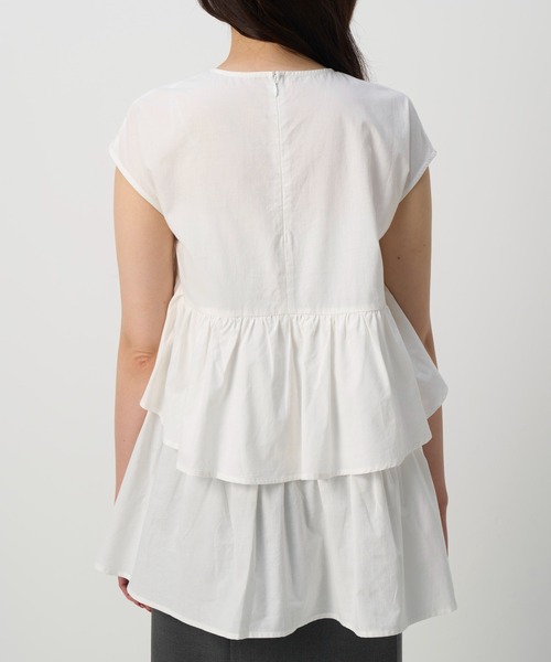 NAUL（ナウル）の「シアーノースリーブブラウス　/　シャツ　フリル　フリルブラウス　シアーシャツ　ウォッシャブル　コットン　フレンチスリーブ　春服　夏服　きれいめ　カジュアル　レディース　イエロー　レモン　黄色　ブラック　黒　アウトドア　キャンプ　フェス　デート（シャツ/ブラウス・レディース・イエロー/ブラック/オフホワイト・FREE）」の9枚目の写真