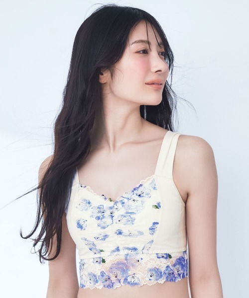 aimerfeel（エメフィール）の「カーロフィオーレ しっかり美胸 夢ごこち 綿混 ナイトブラ 単品ブラジャー（ナイトブラ・レディース・サックスブルー/ホワイト・SMALL/MEDIUM/LARGE/X-LARGE）」の2枚目の写真