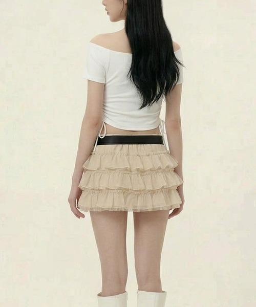 HOOK(フック)の「【HOOK】for girls フリルプリントトップス (SS)(Tシャツ/カットソー・レディース・ブルー/ホワイト・SMALL/MEDIUM)」の10枚目の写真