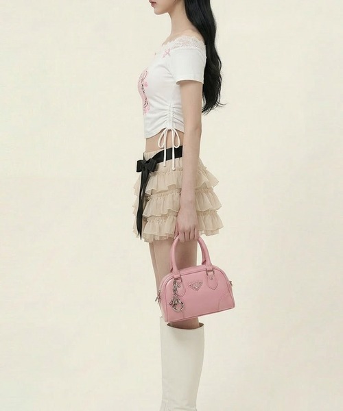 HOOK(フック)の「【HOOK】for girls フリルプリントトップス (SS)(Tシャツ/カットソー・レディース・ブルー/ホワイト・SMALL/MEDIUM)」の6枚目の写真