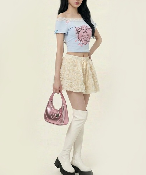 HOOK(フック)の「【HOOK】for girls フリルプリントトップス (SS)(Tシャツ/カットソー・レディース・ブルー/ホワイト・SMALL/MEDIUM)」の16枚目の写真