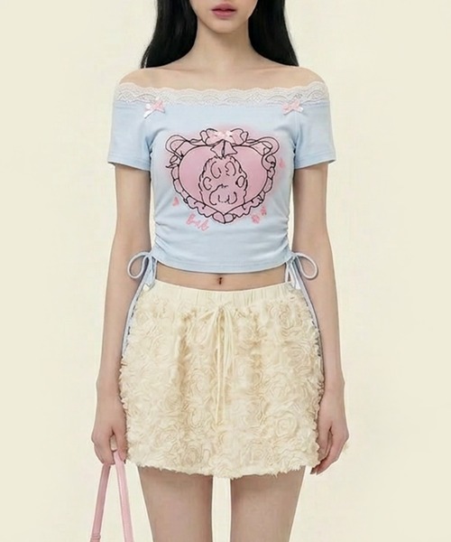 HOOK(フック)の「【HOOK】for girls フリルプリントトップス (SS)(Tシャツ/カットソー・レディース・ブルー/ホワイト・SMALL/MEDIUM)」の17枚目の写真