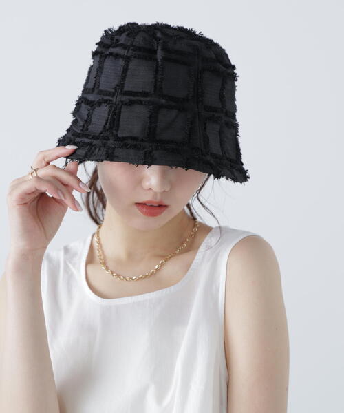 FREE'S MART（フリーズマート）の「◆スクエアフリンジハット（ハット・レディース・ブラック/ホワイト・ﾌﾘ-）」の10枚目の写真