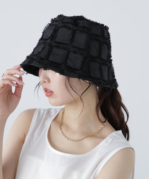 FREE'S MART（フリーズマート）の「◆スクエアフリンジハット（ハット・レディース・ブラック/ホワイト・ﾌﾘ-）」の8枚目の写真