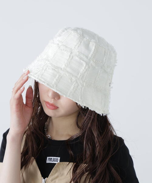 FREE'S MART（フリーズマート）の「◆スクエアフリンジハット（ハット・レディース・ブラック/ホワイト・ﾌﾘ-）」の4枚目の写真