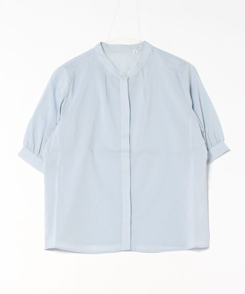 m.f.editorial(エムエフエディトリアル)の「【抗菌防臭 ウォッシャブル ストレッチ】m.f.エディトリアル レディース バンドカラー パフスリー ブ 比翼 ブラウス(シャツ/ブラウス・レディース・ベージュ/パープル/サックスブルー・MEDIUM/LARGE)」の18枚目の写真