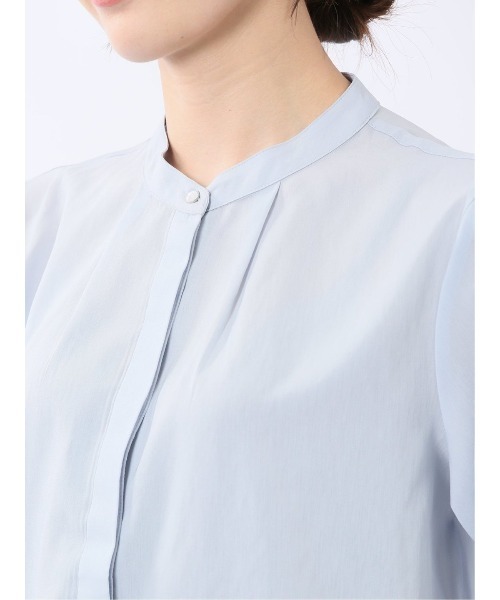 m.f.editorial(エムエフエディトリアル)の「【抗菌防臭 ウォッシャブル ストレッチ】m.f.エディトリアル レディース バンドカラー パフスリー ブ 比翼 ブラウス(シャツ/ブラウス・レディース・ベージュ/パープル/サックスブルー・MEDIUM/LARGE)」の12枚目の写真